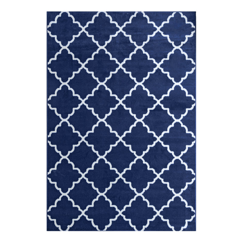 Breakwater Bay Sera Geometric Tufted Blue/White Area Rug & Reviews